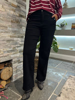 Black Wide Leg Diamante Heart Jeans